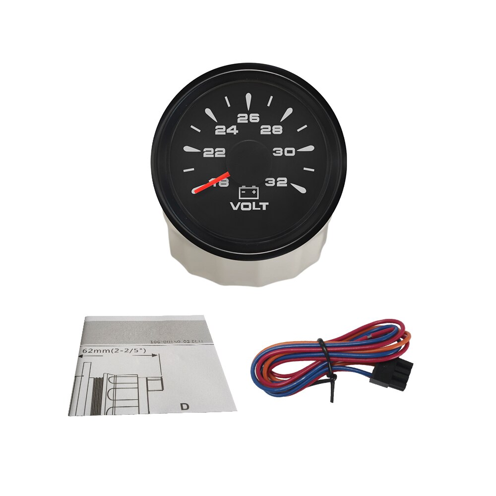52Mm Voltmeter Volt Gauge Meter 12V 24V Voor Auto Boot Met 8 Kleuren Backlights: 24V BN