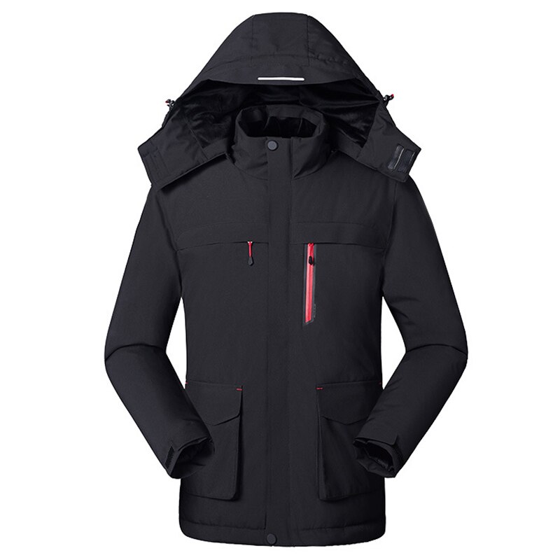 PARATAGO-Chaqueta de calefacción inteligente para invierno para hombre, abrigo térmico con carga USB, polar, resistente al viento, ropa de escalada, P1133: Black / XXXL