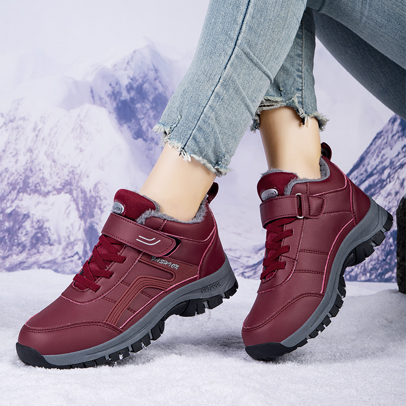 Herbst Winter Frauen Leder draussen Stiefeletten Wanderschuhe Wandern Berg Turnschuhe Verfolgung Treking Plüsch warm