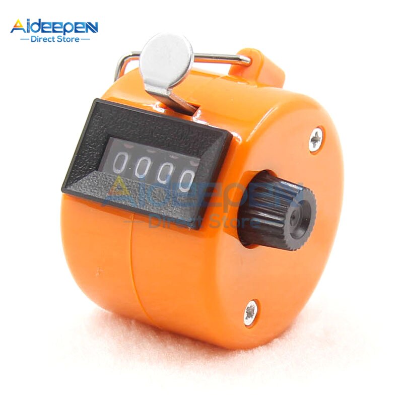 Hand-held Mechanische 4 Digit Teller Plastic/Metalen Tally Counter Palm Clicker Nummer Tellen Voor Data Statistieken Cargo opruimen: Plastic orange