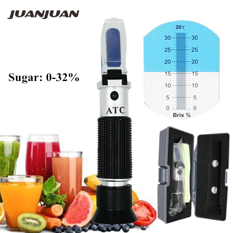 0-32% Brix Refractometer Handheld Sugar Concentration ATC Sweetness Tester Fruit Meter for Honey Vegetables With Box 30%off