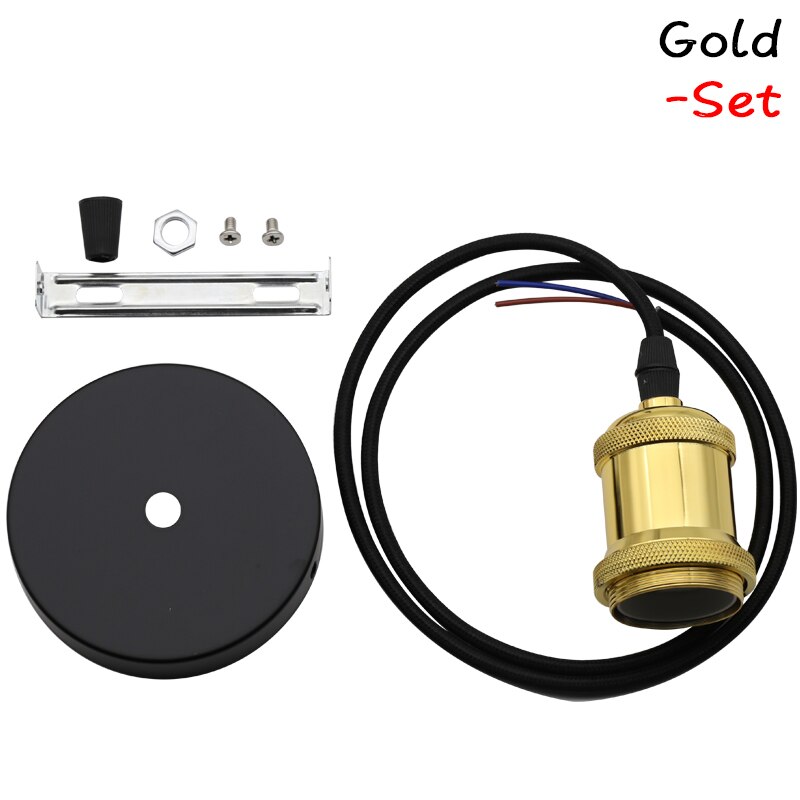 Vintage Hanger Gloeilamp Lamphouder E27 Socket Schroef Base 110V 220V Aluminium Industriële Retro Fittings Lamphouder voor Thuis: Gold Set