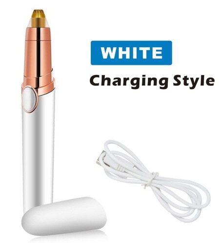 Electric Eyebrow Trimmer Women Face Razor Eyebrow Epilator Shaver Painless Fast Eye Brow Trimmer Portable Hairs Luxury Shaver: White USB