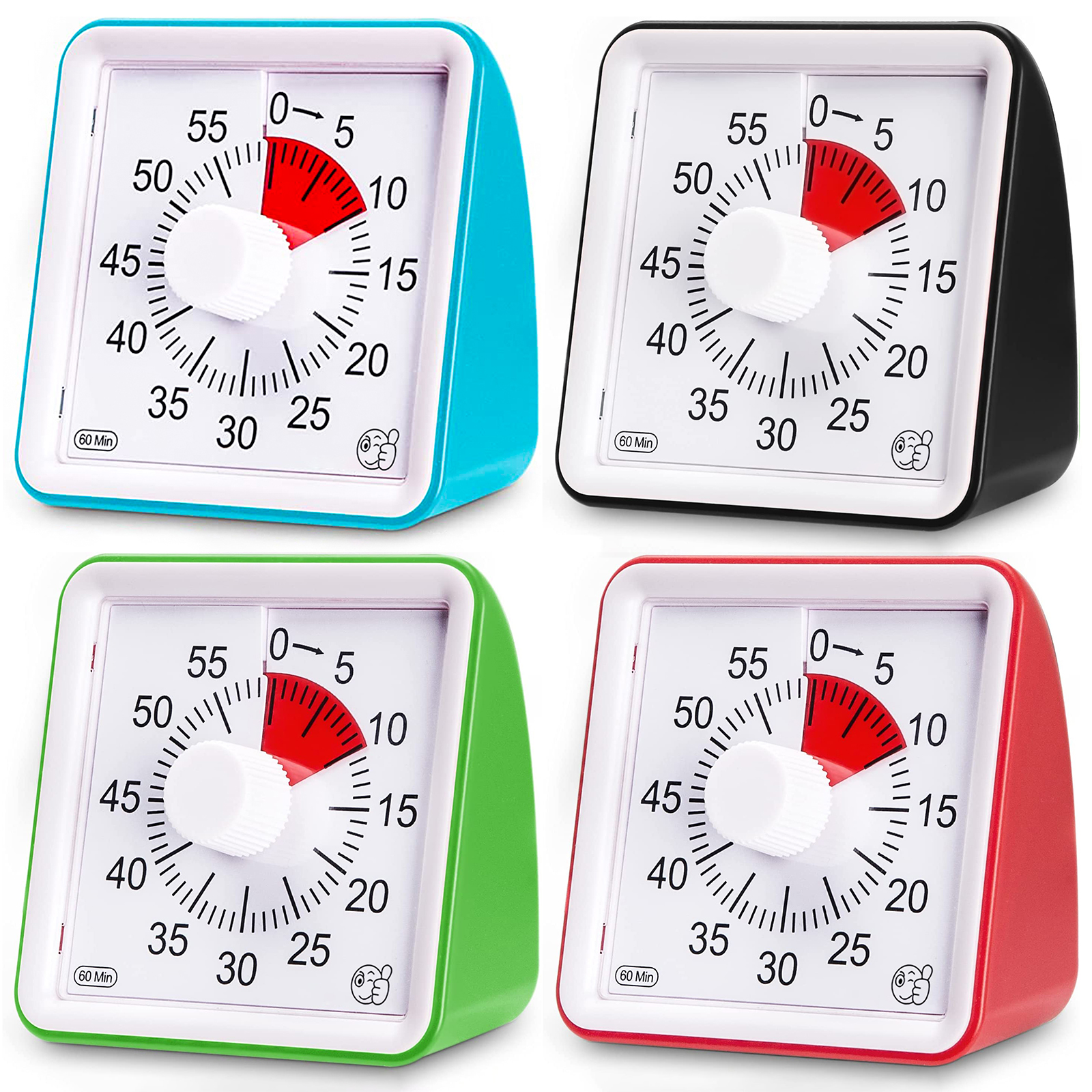 60-Minute Visual Timer, Classroom Countdown Clock, Silent Timer for Kids and Adults, Time Management Analog Timer Kitchen Gadget