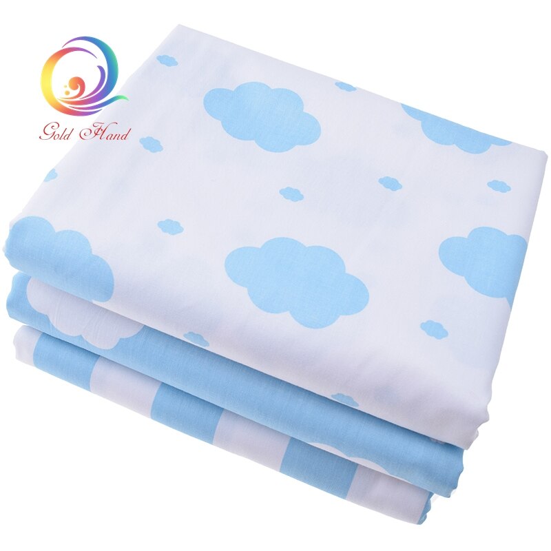 Tela de algodón de sarga con estampado de Sky NUBES AZULES para coser ropa de cama de bebé, sábanas, ropa de dormir, Material para falda vestido