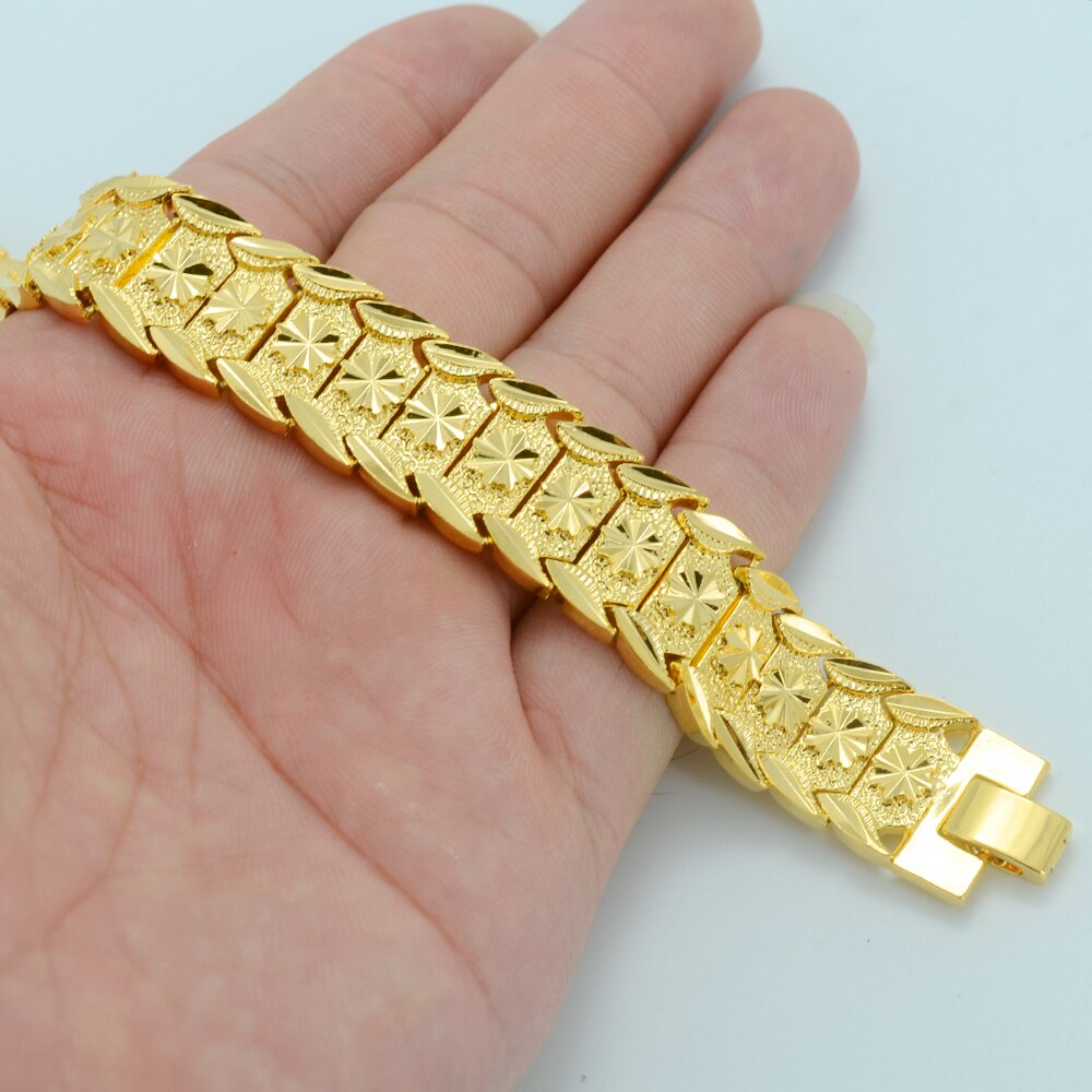 Anniyo 20,5 CM, Gold Armband für Frauen/Männer Gold Farbe & Messing, dubai Armreifen Afrika Hand Kette Schmuck Äthiopischen/Arabischen #002007