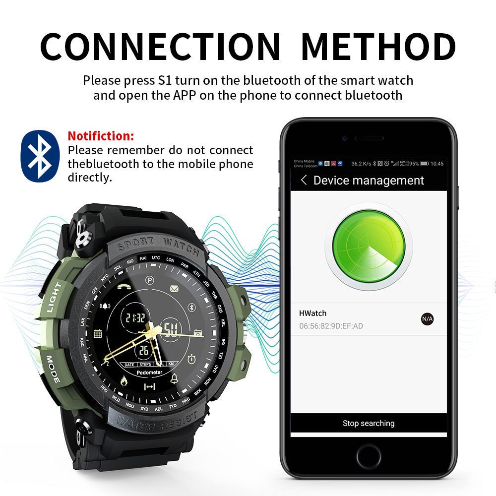 LOKMAT SmartWatch Sport Schrittzähler Bluetooth 50M Wasserdichte Informationen Erinnerung Digitalen Männer Smart Uhr Für Ios Und Android