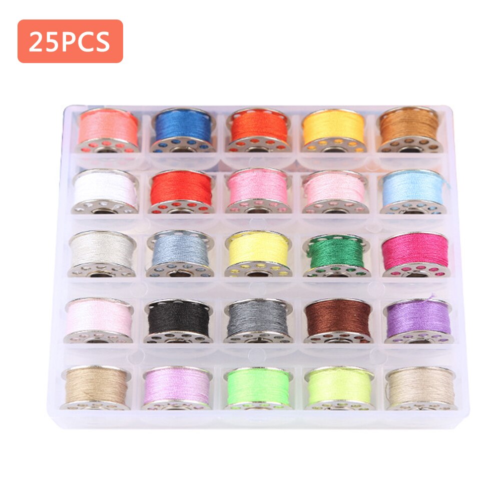Carretes de plástico para máquina de coser, 25 bobinas de colores para el hogar, accesorios de trabajo hecho a mano, herramientas de costura: Colorful