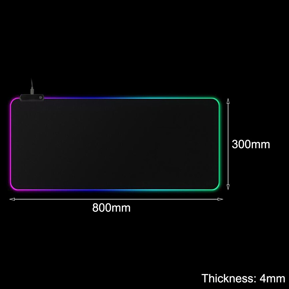 RGB Led Lighting Gaming Mouse Pad Mousepad 90x40cm Large Size Rubber Mice Mat Anti-slip Locking Edge Mouse Mat: 800x300x4mm