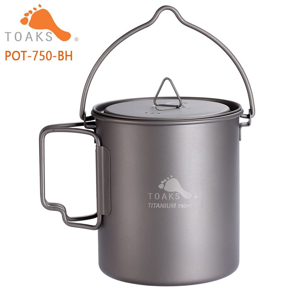 TOAKS Titanium Outdoor Camping Pot Koken Potten Picknick Hang Pot Ultralight Titanium Pot 750 ml