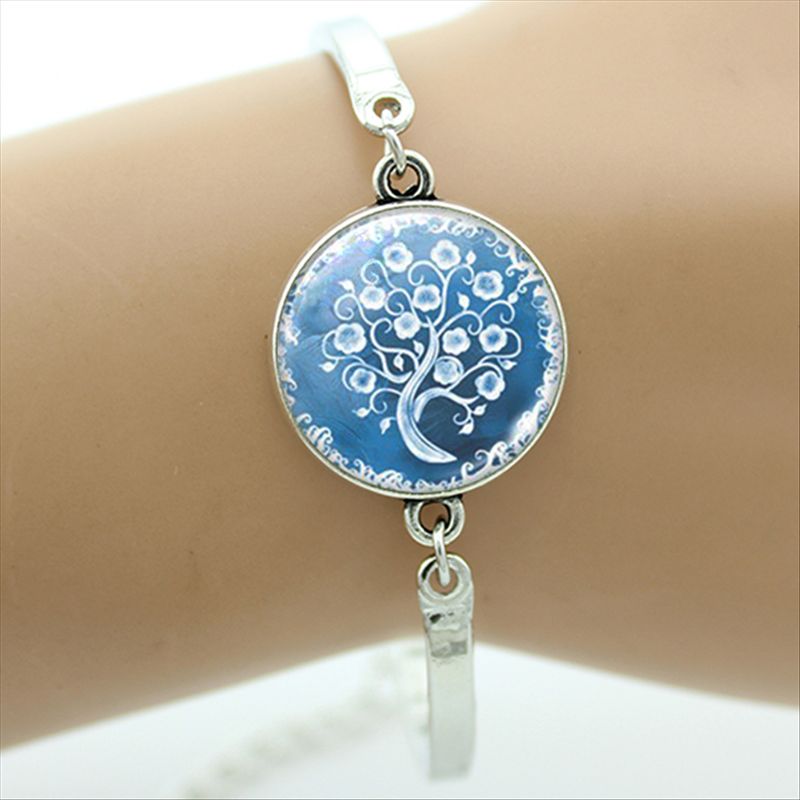 TAFREE Brand Gustav Klimt Tree Of Life Bracelet Silver-Plated Glass Dome Art Picture Bangles Men Jewelry D937: D957