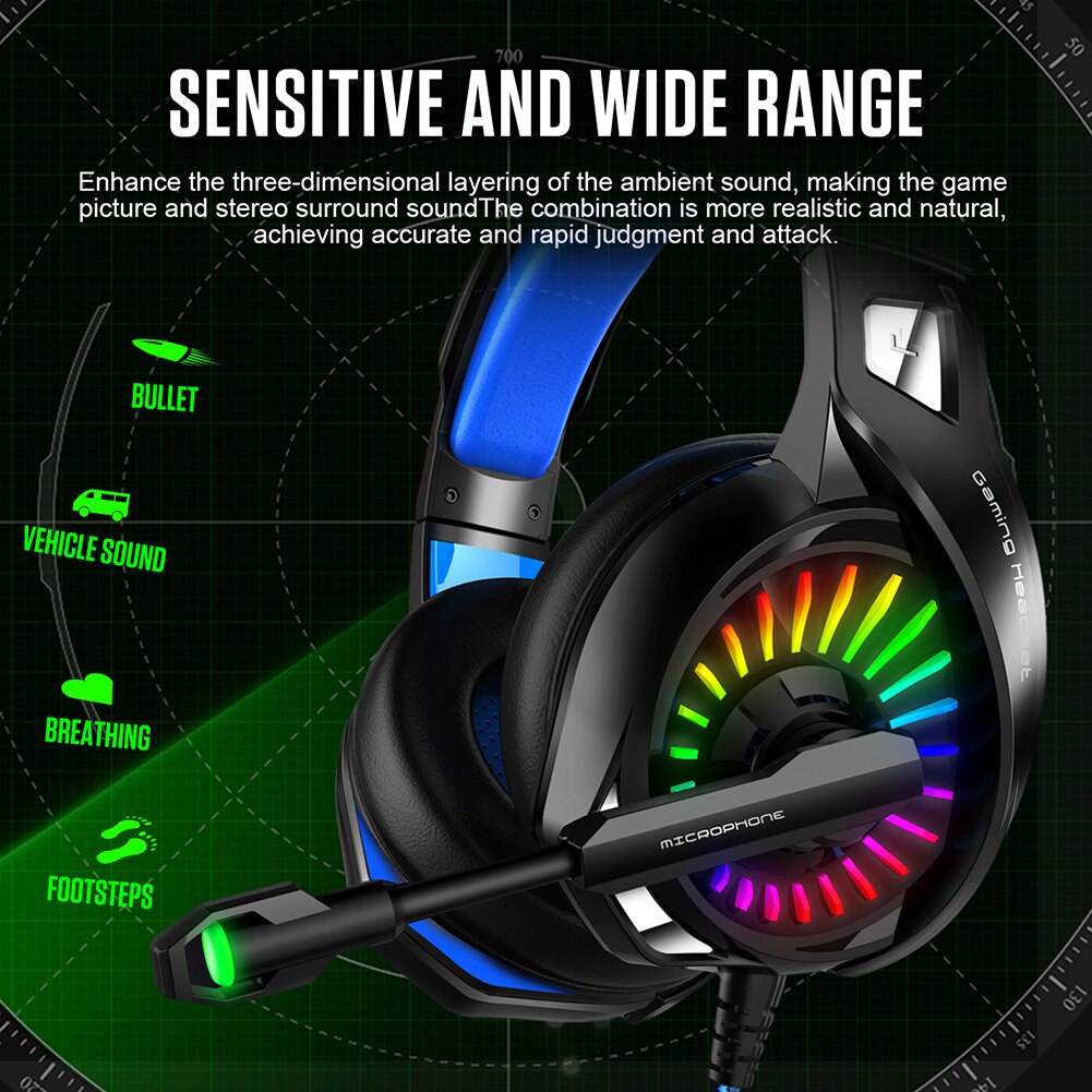 PS4 Gaming Headphones 4D Stereo RGB Marquee Earphones Headset with Microphone for Xbox One/Laptop/Computer Tablet Gamer