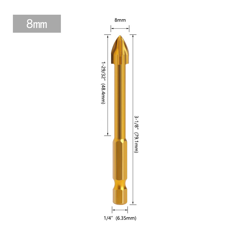 Concrete Twist Tile Drill Bit for Ceramic Tile 6mm Tungsten Carbide Drill Bit Universal Indestructible Cross Hex Tile Drill Bits