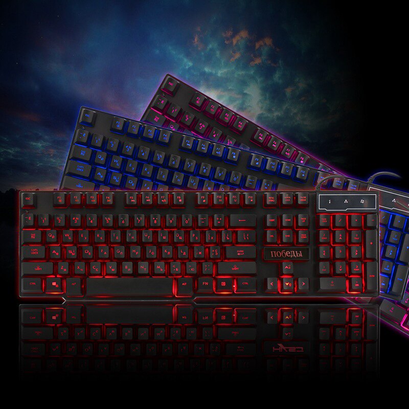 DBPOWER Russisch/Englisch 3 Farbe Hintergrundbeleuchtung Spielen Tastatur Teclado Gamer Schwimm LED hinterleuchtet USB mit Ähnliche Mechanische Fühlen