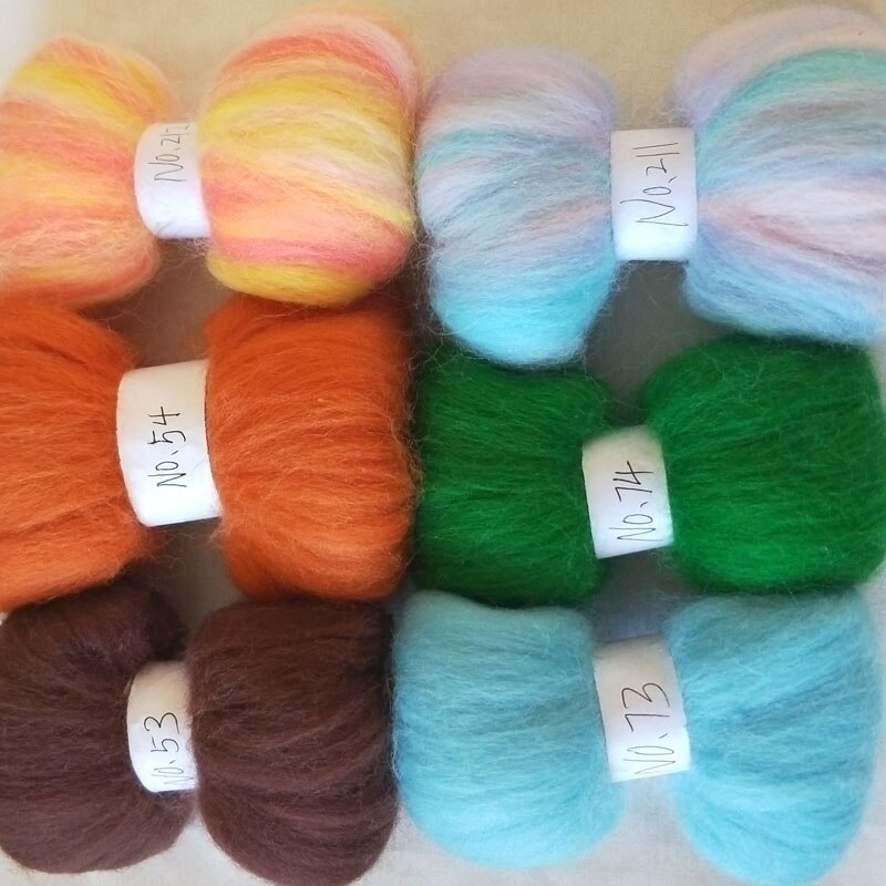 WFPFBEC voelde 70 s DIY wol voor naaldvilten kit merinowol zwervende wol fiber crafa 60g 10 g/zak 6 kleuren