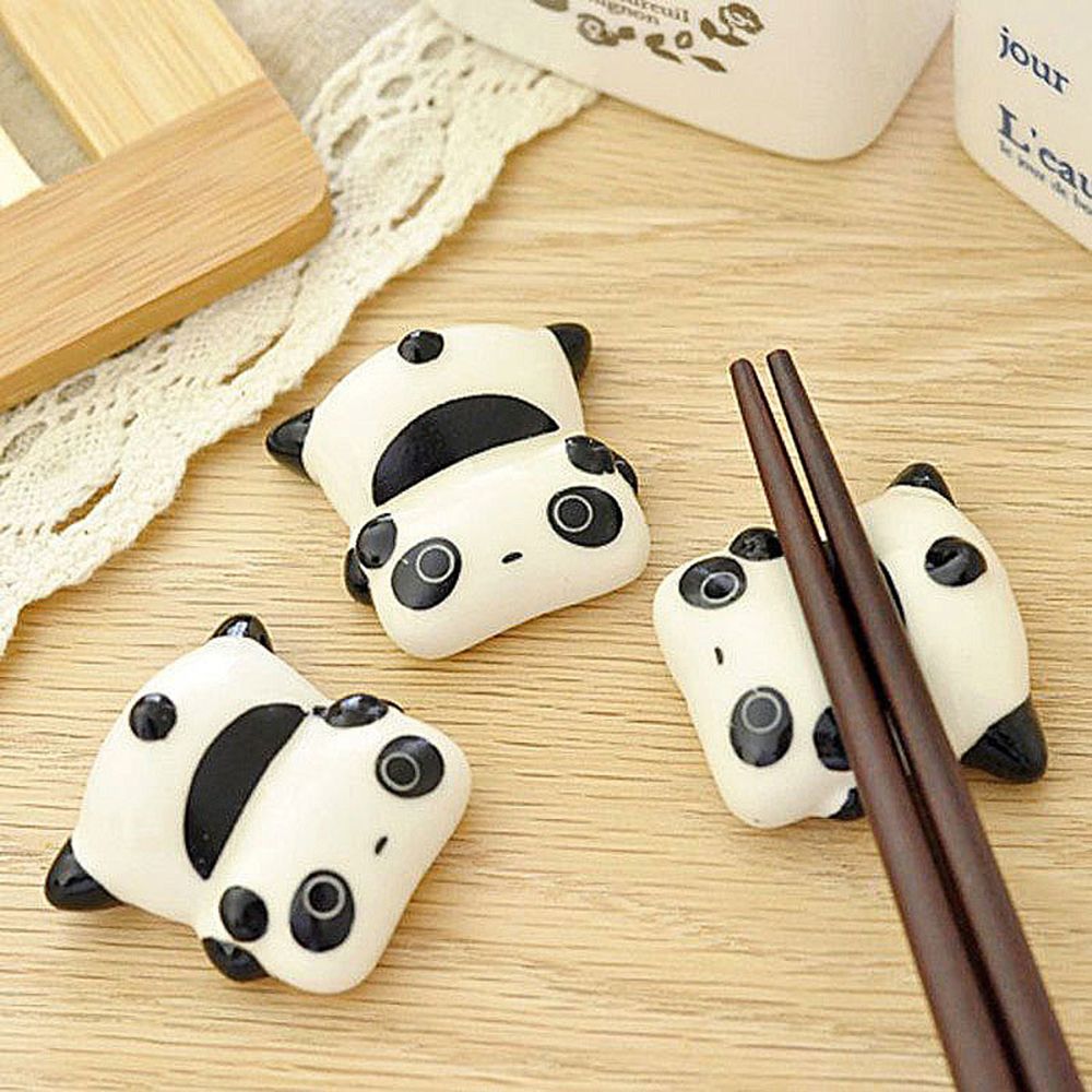 2 stk sød panda spisepinde stativ keramik porcelæn ske gaffel spisepinde holder køkken spisestue indretning