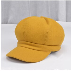 Vrouwen Baret Herfst Winter Achthoekige Cap Hoeden Stijlvolle Kunstenaar Schilder Newsboy Caps Zwart Grijs Baret Hoeden: YELLOW
