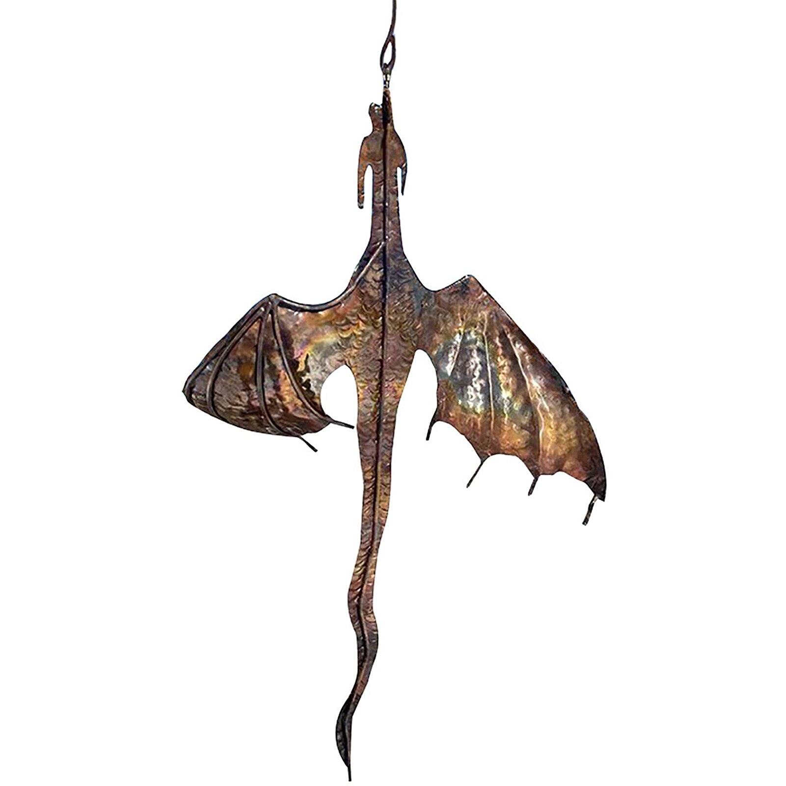 Iron Art Dragon Bat Sculptures Pendant Retro Dragon Rotating Wind Catcher Fascinating Garden Outdoor Hanging Decoration: dragon