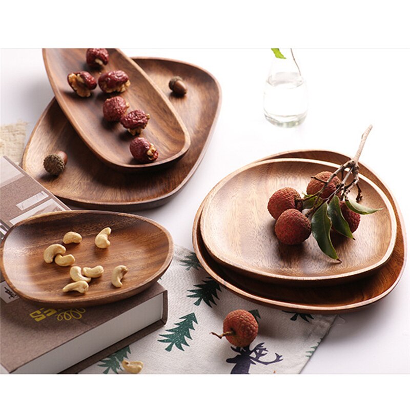 Giapponese in Legno di acacia A Forma di Piatto di spuntino di Frutta Secca Piatto di Frutta in Legno Massiccio A Mano Sushi Vassoio Del Tè Piatto Da dolce