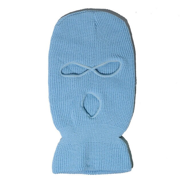 Safety Protective Hard Windproof Winter Thermal Face Shield Plush Climbing Riding Equipment Helmet Adjustable: Light blue