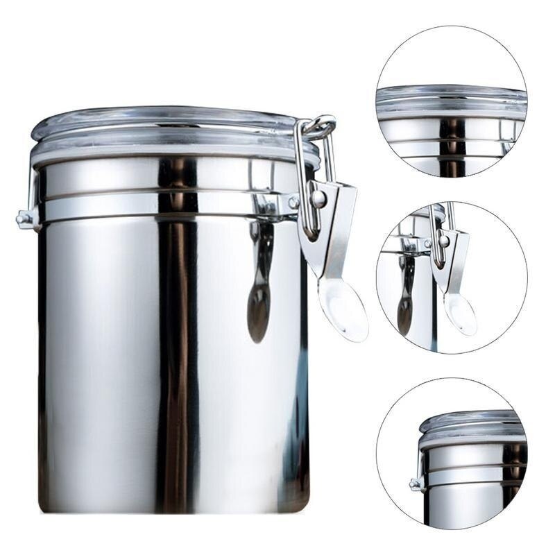 1PC Storage Bottles Stainless Steel Sealed Canister Coffee Flour Sugar Container Holder Can Home Storage Food Storage Containers
