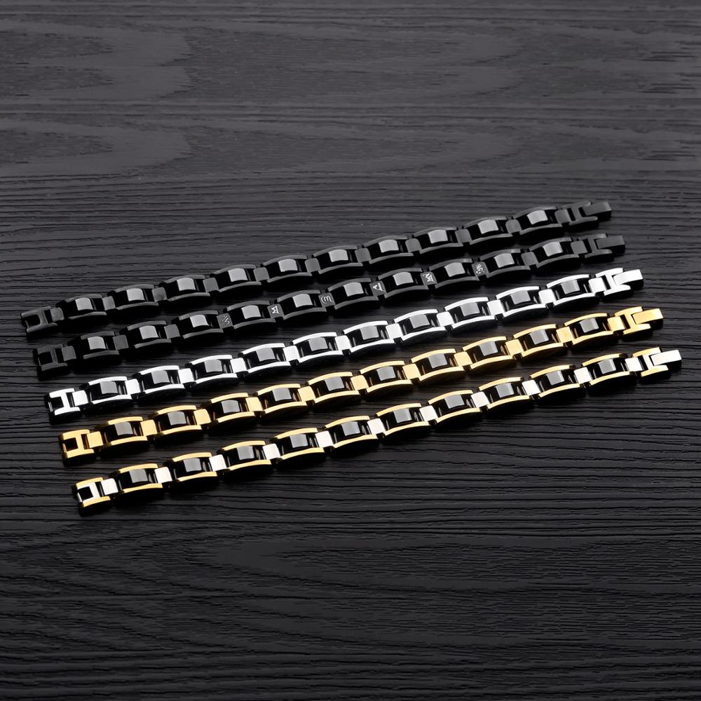 Pulsera magnética ajustable para hombre, de acero inoxidable, pulsera de titanio negro, pulsera magnética para amigos