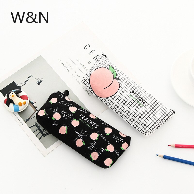 Wave Point Grid Girls Student Pencil Case School Pencil Case for Girl Boys Stationery Canvas Black Pencil Bag Box estojo escolar