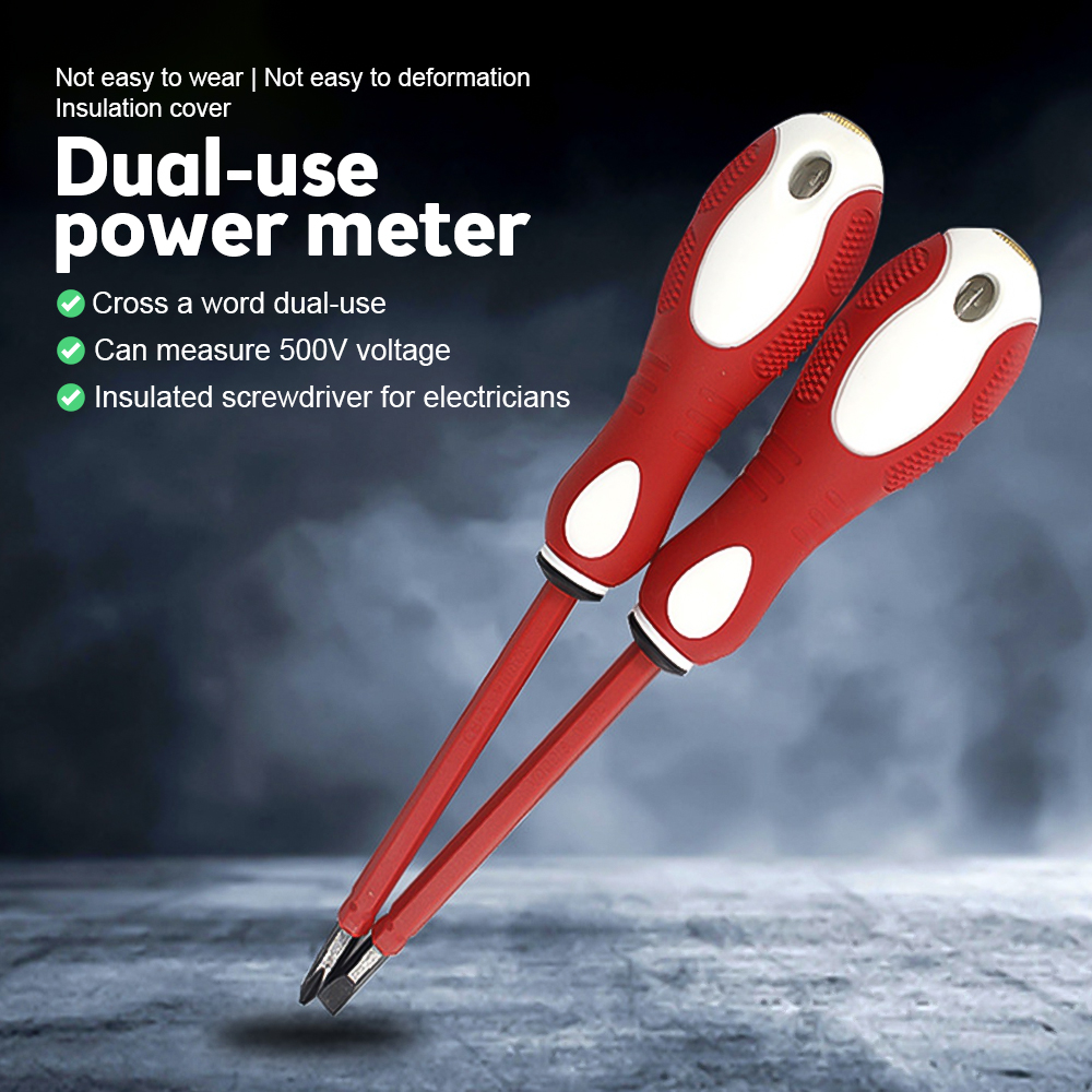 50V-500V Dual Head Screwdriver Electrical Tester Pen 2 in 1 Voltage Detector Tool ABS Screwdriver Test Pencil Tools
