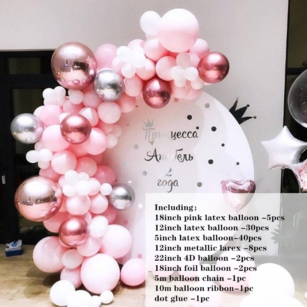 90 stk /sett pastell rose måke rosa ballong krans buesett jubileum bursdagsfest dekorasjoner ballong voksen baby dusj jente