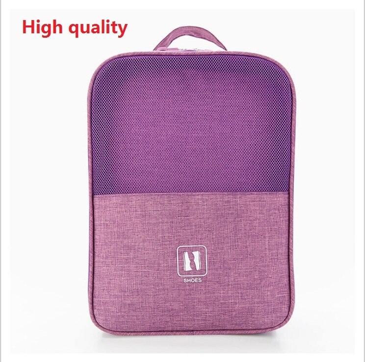 3 Layers Portable Shoes Storage Travel Bags Organizer Mesh Sorting Pouch Dustproof Bags Waterproof Unisex Shoes Covers Tote Bag: Good purple