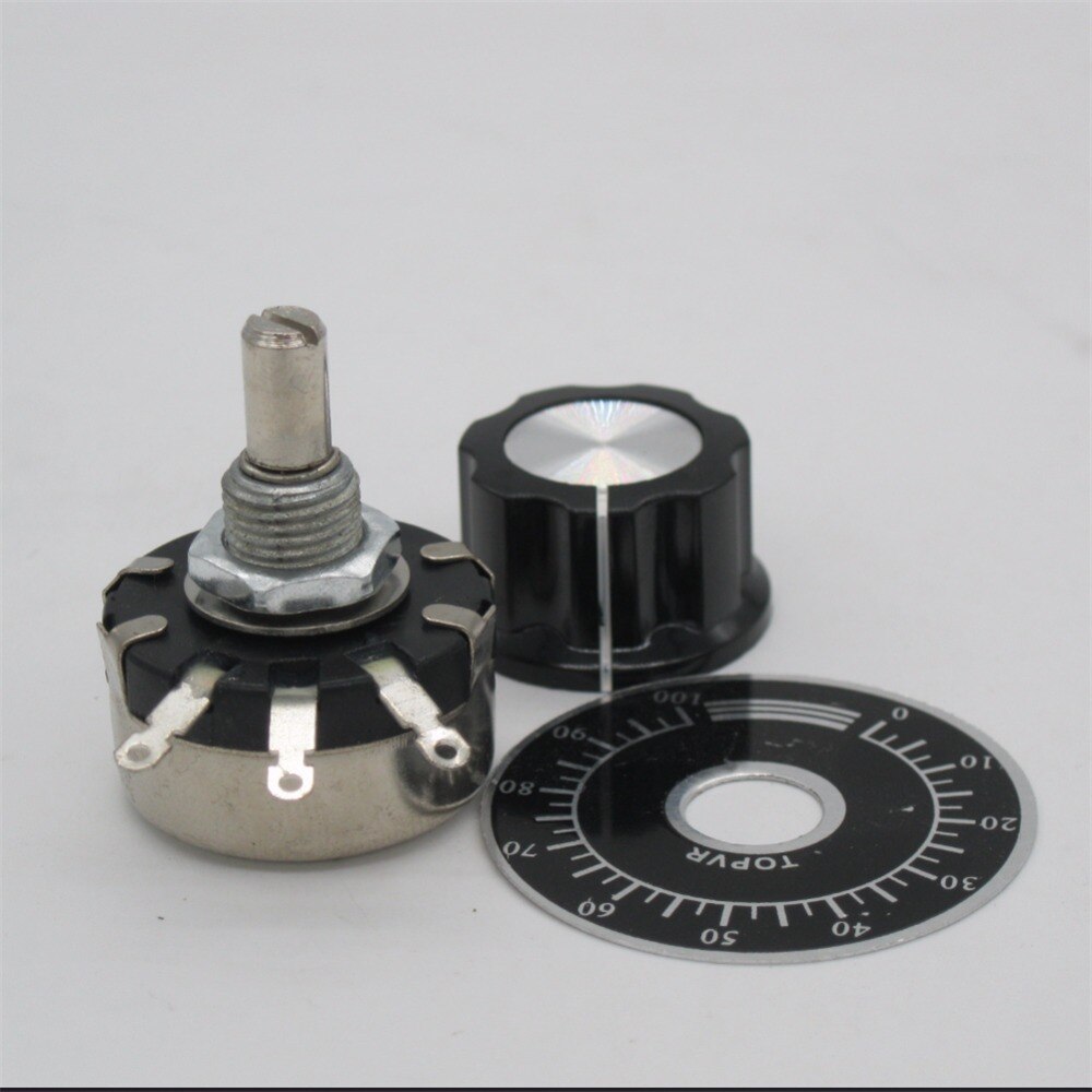 2 Potentiomètres Bobinés WX110 / WX010 - Résistance 150 Ohm, 3 Bornes, Arbre Métallique Rond