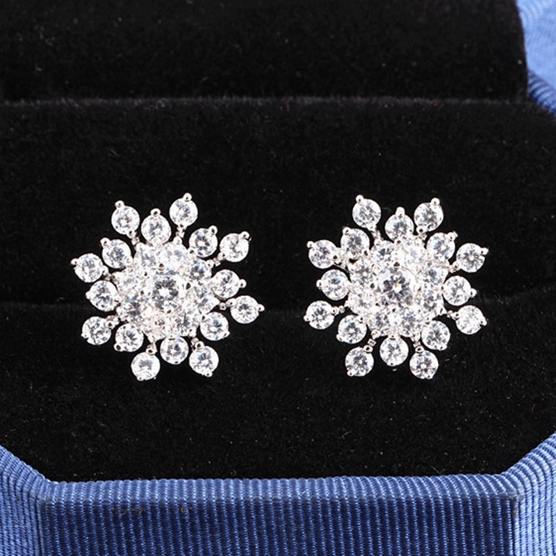 Koreaanse Mode-sieraden Exquisite Rhinestone Crystal Sneeuwvlok Bloem Oorbellen Boucles D' Oreilles Oorbellen