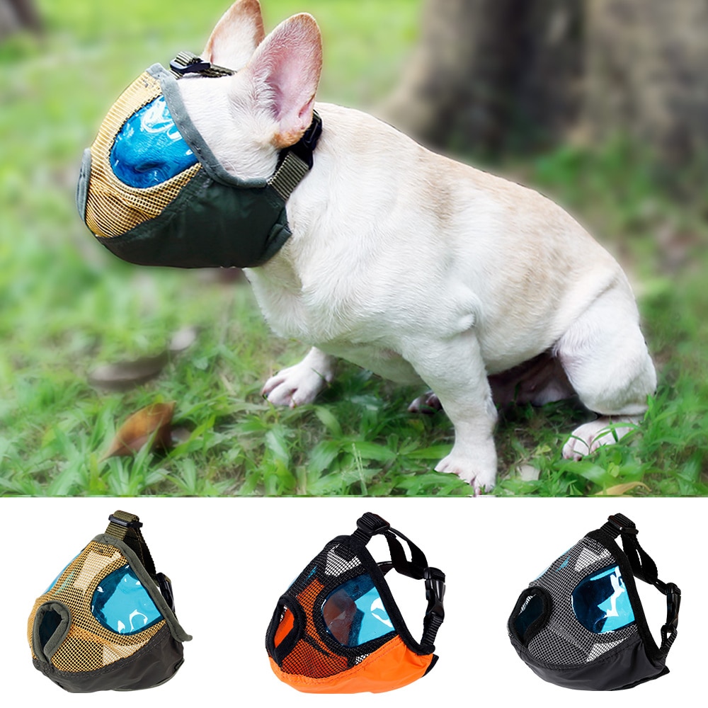 Breathable Mesh Short Snout Pet Dog Muzzle Adjustable Pug Mouth Muzzle Mask Anti Bark Bite Chew Muzzles For Dogs French Bulldog