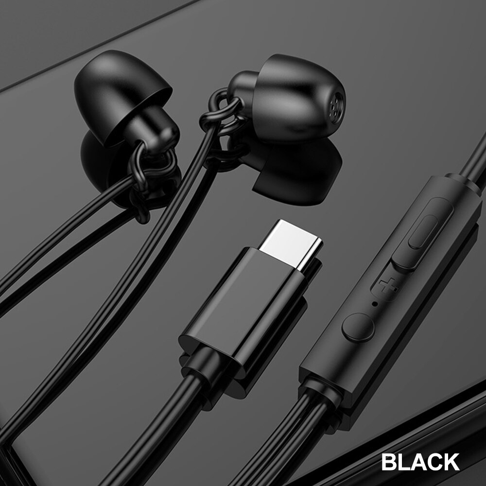 Sleeping Earphone No pressure Soft Silicone Headset In-Ear Mobile Phone With Mic Noise Cancelling Earphone For Xiaomi iphone: Black mic type-c