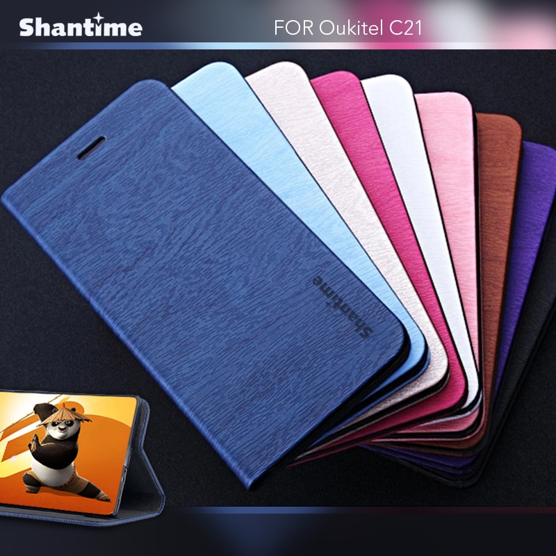 Holzmaserung PU Leder Fall Für Oukitel C21 Flip Fall Für Oukitel C21 Business Telefon Tasche Fall Weiche Silikon Zurück abdeckung