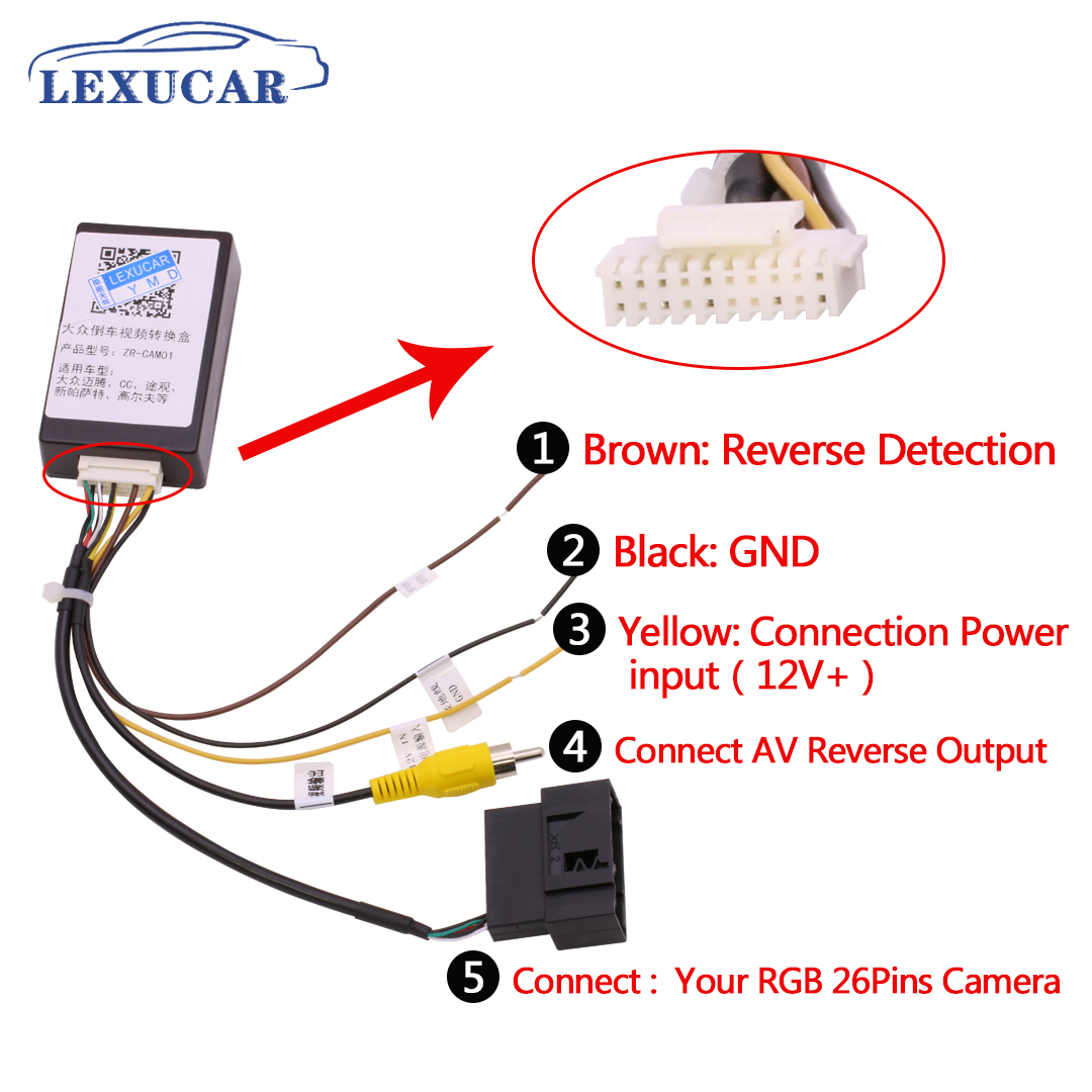 26 PINS RGB to CVBS (RCA) AV Signal Converter Adapter for VW RGB Original Rearview Backup Camera For VW passat CC Tiguan