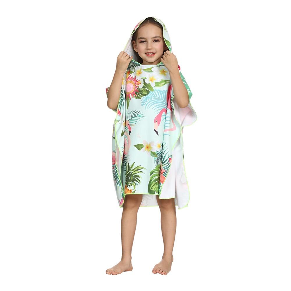 ED-Lumos Toalla de baño con Capucha para niño niña Poncho Playa Infantil Microfibra Albornoz 4-7 años Flamenco Azul