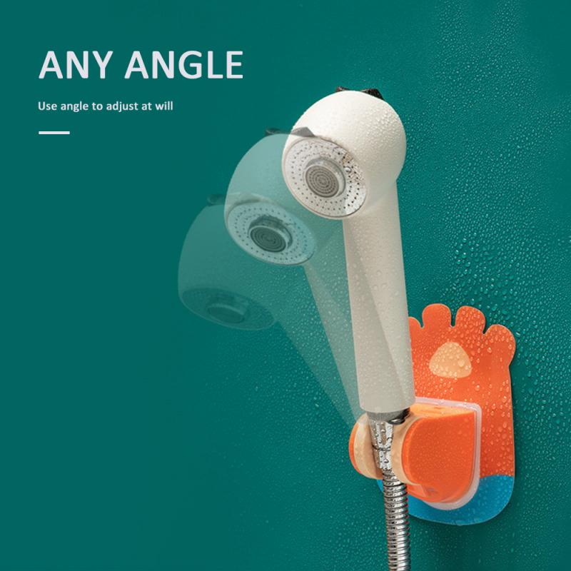 Cute Cartoon Shower Head Fixed Seat Frame Self-adhesive Wall Mounted Adjustable Suction Cup Nozzle Shower Bracket Mathroom Tools