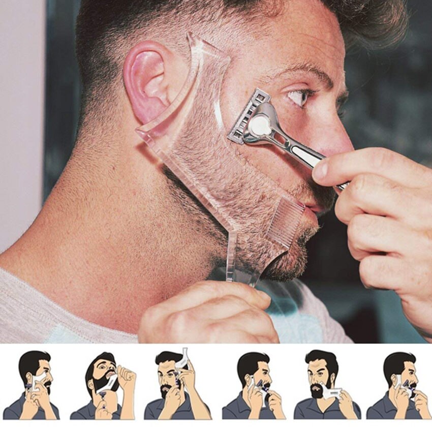 Mænd skæg formning styling skabelon kam gennemsigtig mænds skæg kamme skønhedsværktøj til hår skæg trim skabeloner