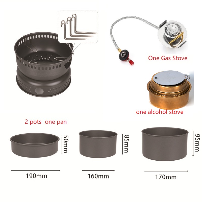 Juego combinado de utensilios de cocina para estufa de Camping BL100-Q1xb, olla de cocina, sartén: YELLOW