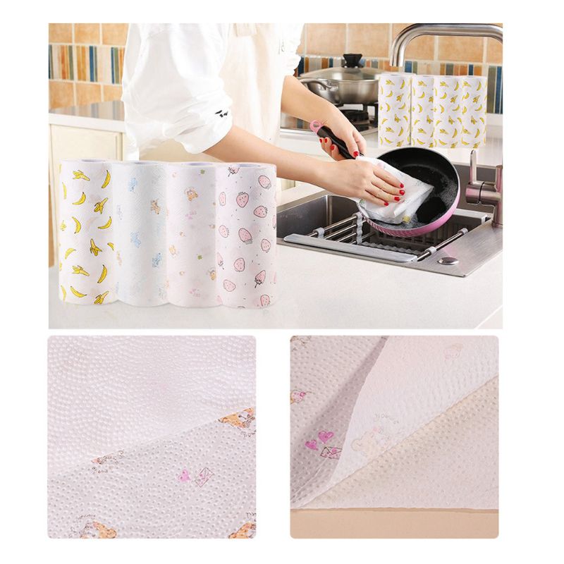 1 Roll Printing Cartoon Wood Pulp Kitchen Thickened Absorbent Oil Roll Paper