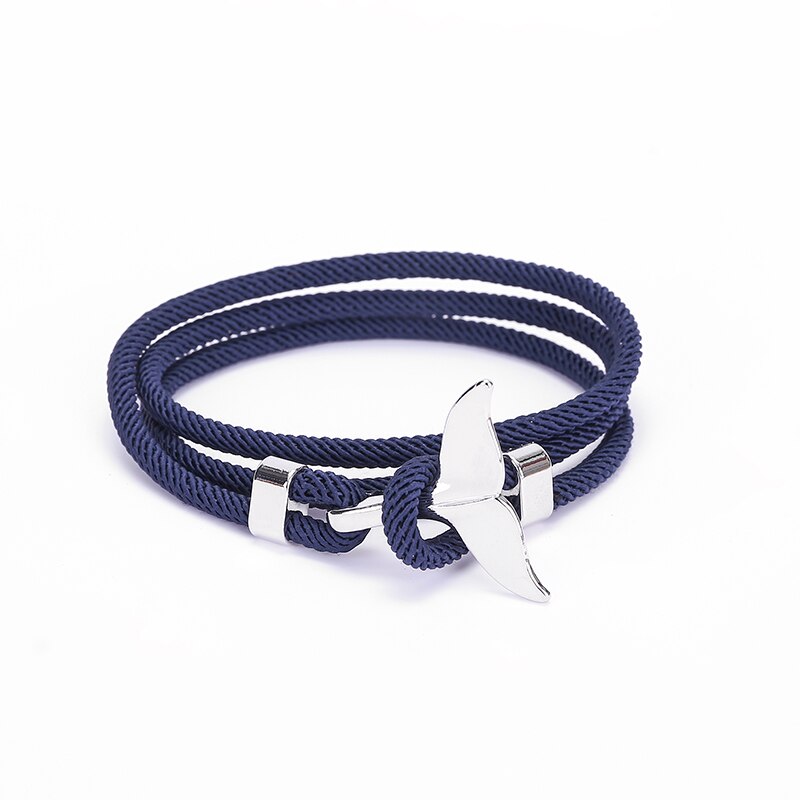 Pulsera de estilo vikingo gitano para hombre, brazalete trenzado, varias capas, cuerda roja, hecho a mano: Silver Tail Blue