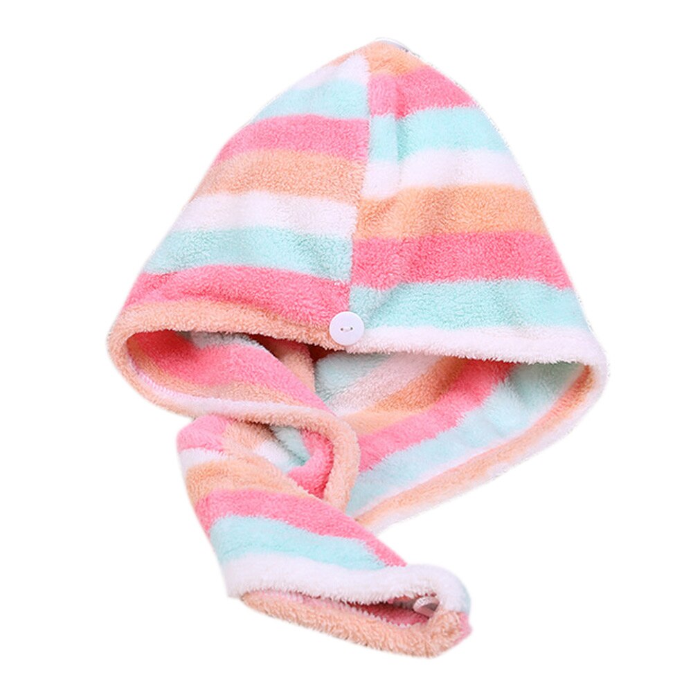 Regenboog Strips Haar Handdoek Haardrooginrichtingen Handdoeken Quick Magic Droog Hoed Cap Twist Hoofd Handdoek Met Knop PI669