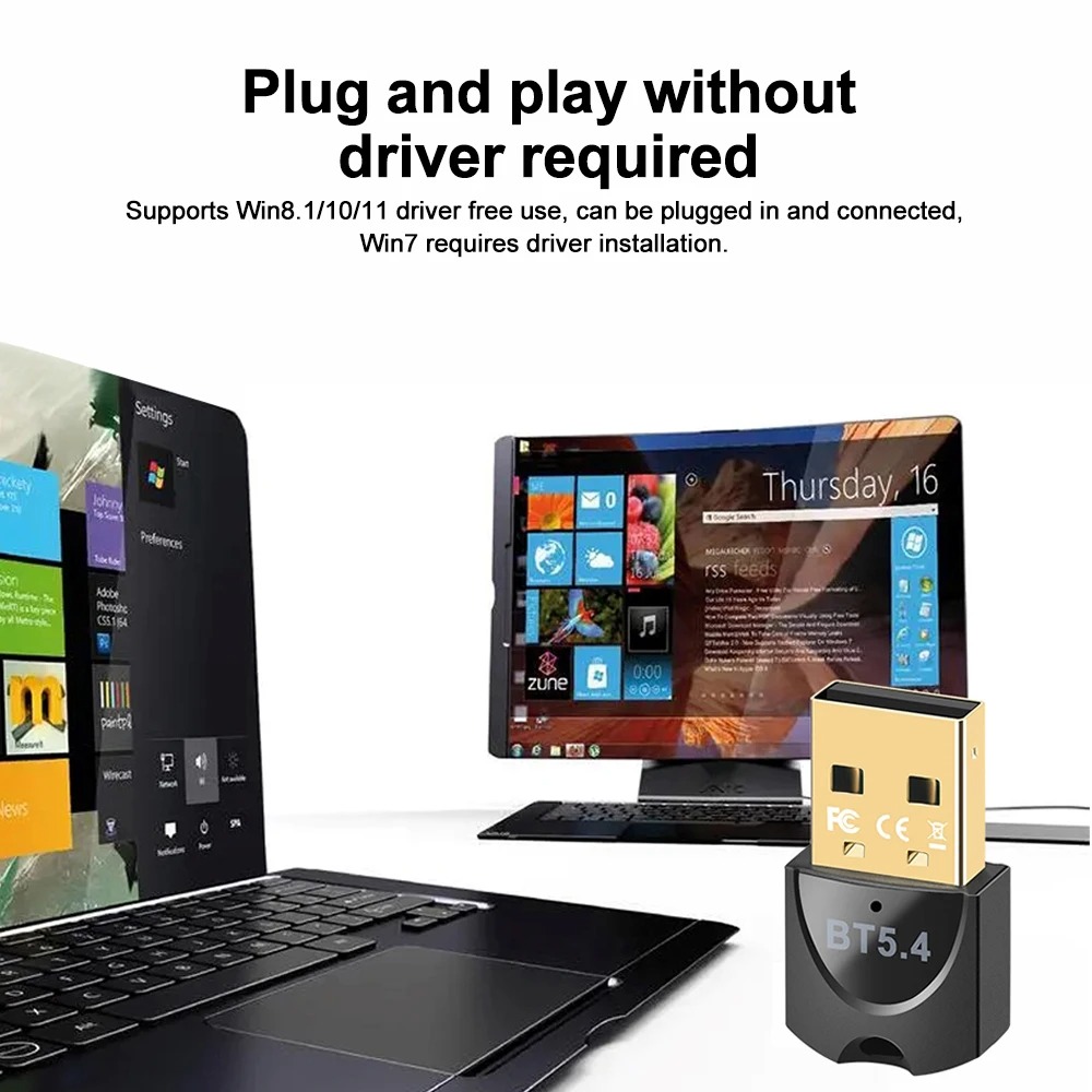 USB Bluetooth 5.4 5.3 Adapter Wireless Dongle Adapters for PC Wireless Mouse Keyboard Music Audio Receiver Transmitter Bluetooth