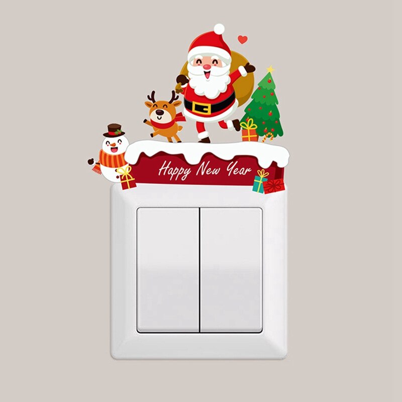 Christmas Switch Stickers Wall Switch Decoration Stickers Christmas Removable Wall Stickers