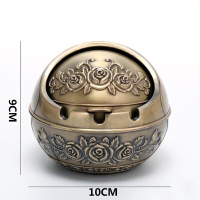 Creatieve Draagbare Legering Ronde Bal Asbak Auto Asbak Mini Asbak Relief Stamped Patroon Cadeau voor Outdoor Indoor: 1