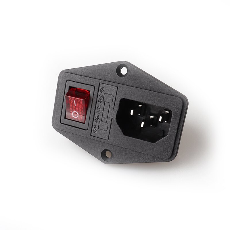 LZ-14-F5R IEC male electronic switch socket with fuse and power switch 4PIN red rocker switch