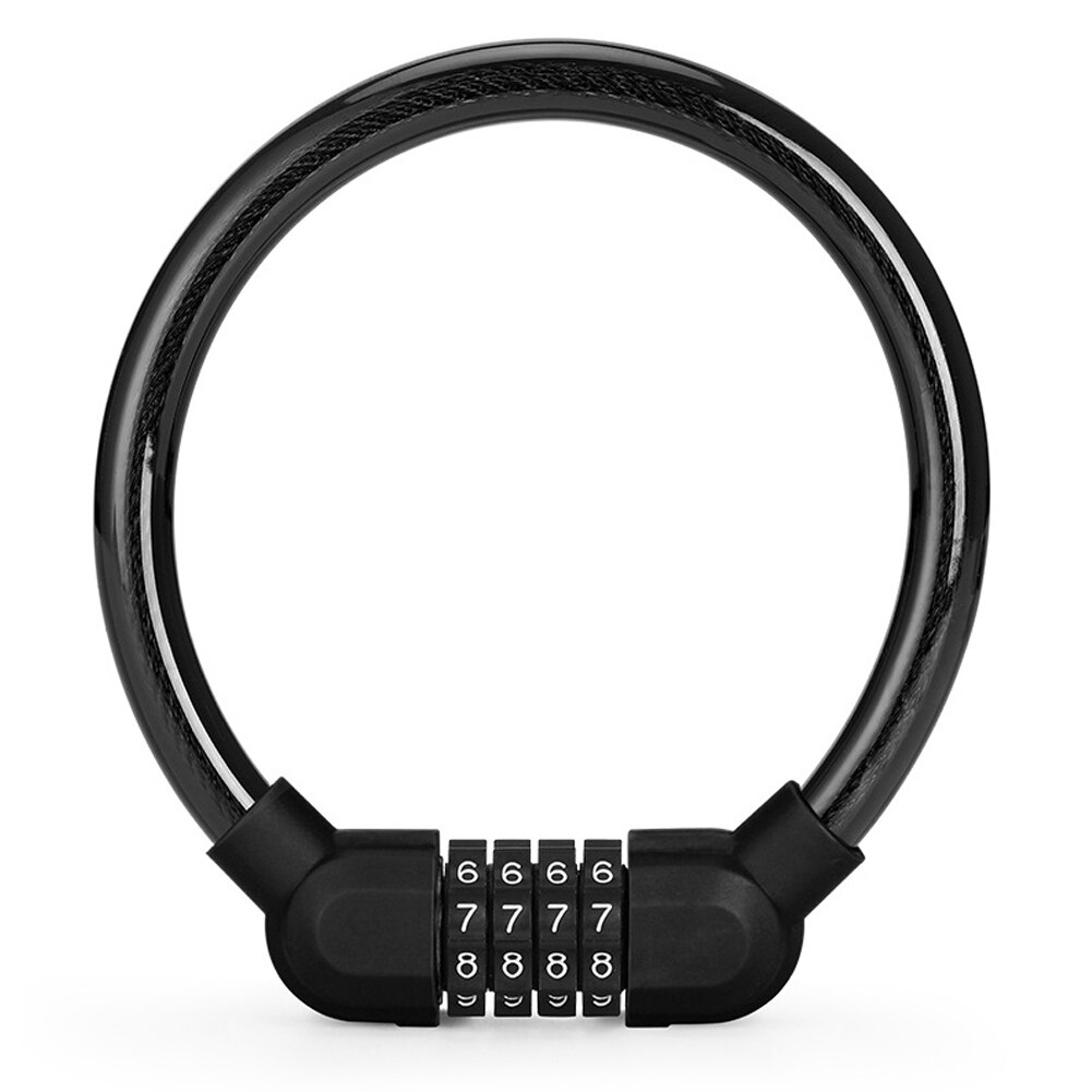 Cycling Security 4 Digit Combination Password Bike Bicycle Cable Chain Lock With Anti-Theft Combination Password For Bike: Black