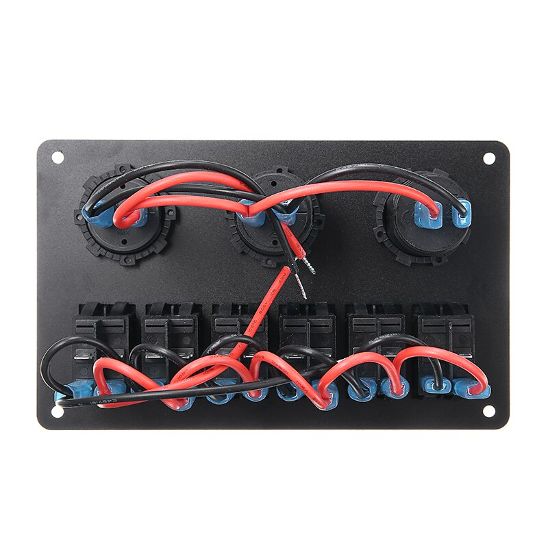 12V 6 Gang Car Blue LED Circuit Rocker Switch Panel Dual USB Charger Marine Boat Rocker Switch Control Panel Set