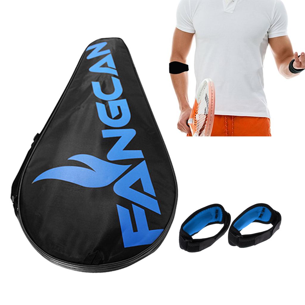 Waterdichte Tennisracket Tas Schouder Pack + 2 Stuks Elleboog Brace Ondersteuning Band Met